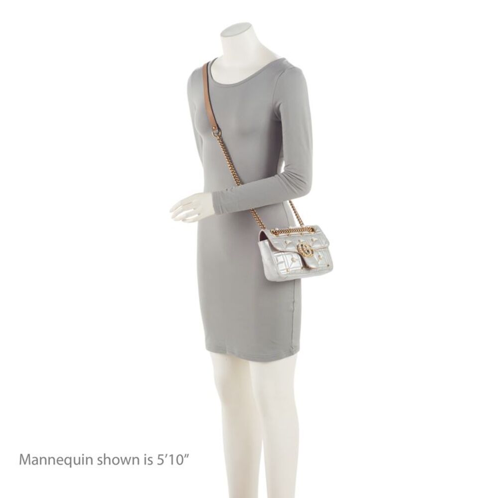 Gucci Metallic Matelasse Leather Pearl GG Marmont Mini Flap Bag - FINAL SALE - Picture 5 of 15
